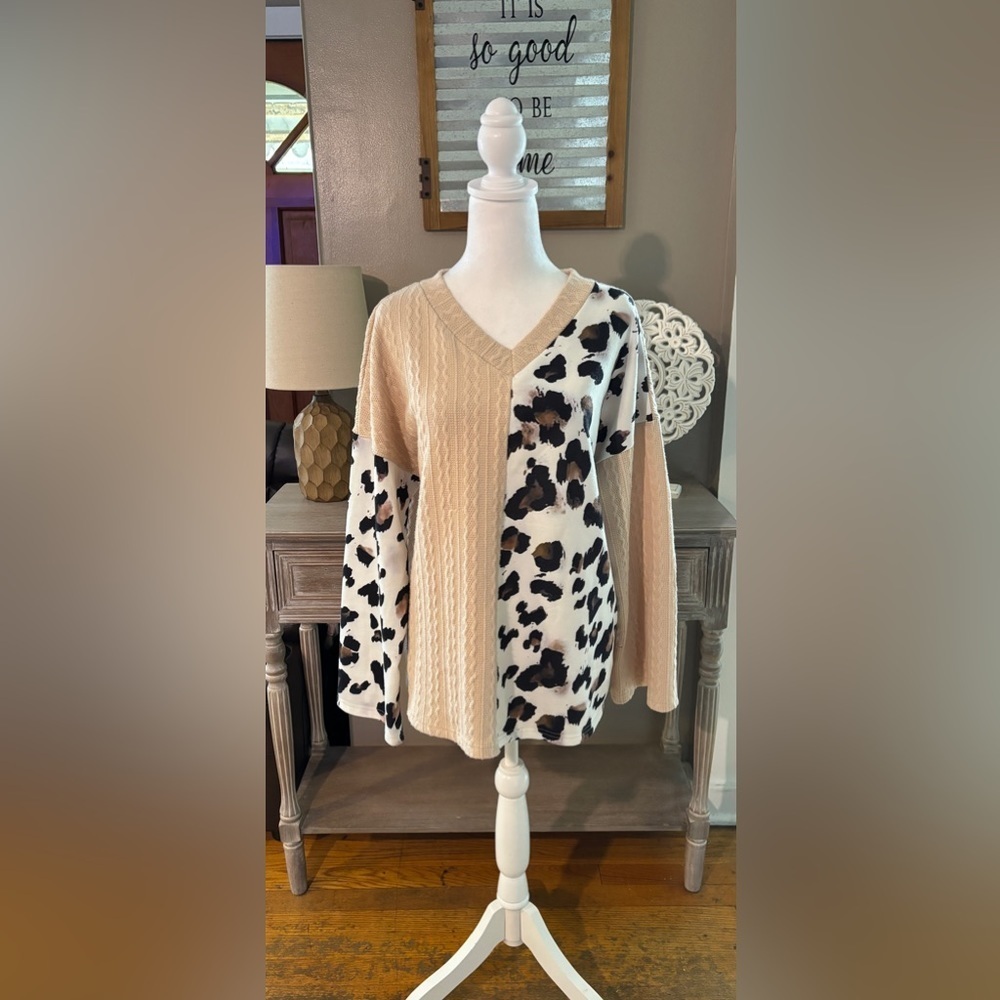 Leopard Print Block Sweater